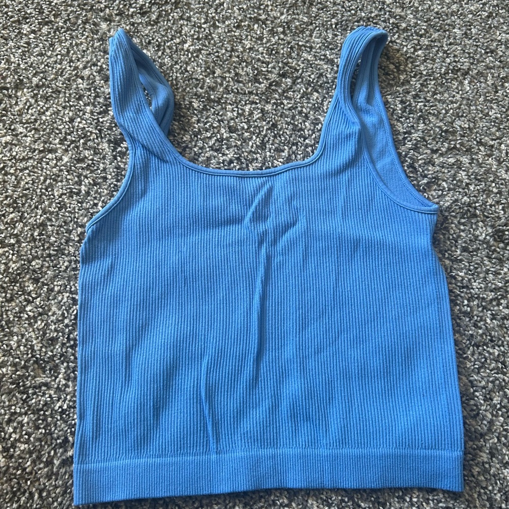 Blue Ribbed Tank Top - Picture 3 of 3